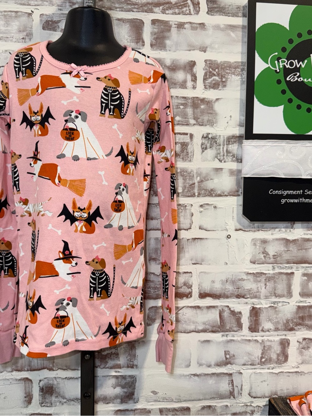 Gymboree Pink Halloween Dog & Bat Print Pajama set